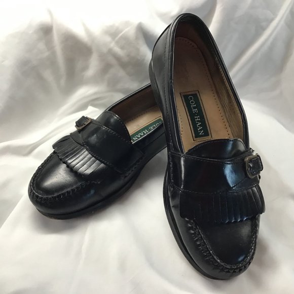 Cole Haahn Men\'s Loafers Size 9.5 M Black Leather Buckled Great Condition main image 5